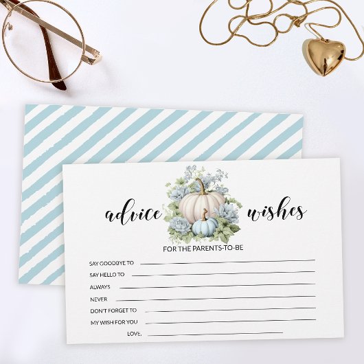 ブルーリトルカボチャ赤ちゃんシャワーアドバイスウィッシュカード 便箋