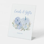 ブルーリトルカボチャ赤ちゃんシャワーカードギフト 台座サイン (正面)