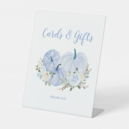 ブルーリトルカボチャ赤ちゃんシャワーカードギフト 台座サイン