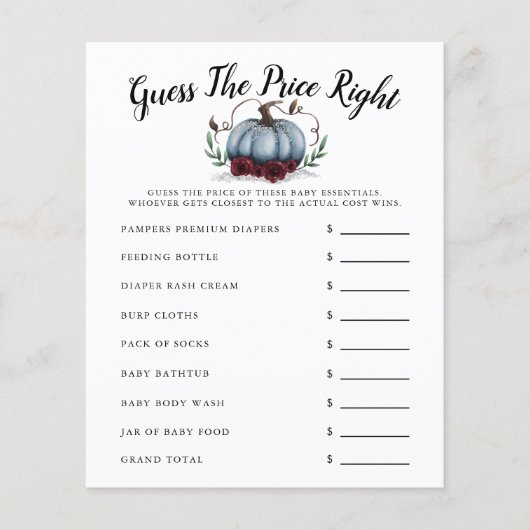 ブルーリトルカボチャ赤ちゃんシャワー価格を推測 (正面)