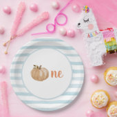 ブルーリトルカンプキンファースト誕生日プレート ペーパープレート (パーティー)