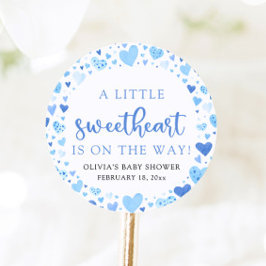 ブルーリトルスウィートバレンタインデーベビーシャワー ラウンドシール