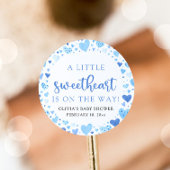 ブルーリトルスウィートバレンタインデーベビーシャワー ラウンドシール