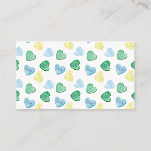 ブルーリトルスウィートベビーシャワーおむつラッフル 名刺 (裏面)