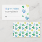 ブルーリトルスウィートベビーシャワーおむつラッフル 名刺 (正面/裏面)