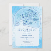 ブルーリトルスノーフレーク素晴らしい冬の赤ちゃんシャワー 招待状 (正面)