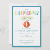 ブルーリトルチャンプバスケットボールナイエイジボーイ誕生日 招待状 (正面)