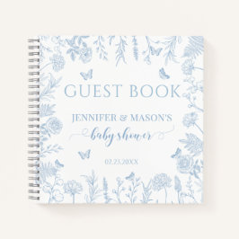 ブルーリトルバタフライ男の赤ちゃんシャワーゲストブック ノートブック
