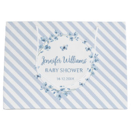 ブルーリトルバタフライ男の赤ちゃんシャワー抱き枕 ラージペーパーバッグ