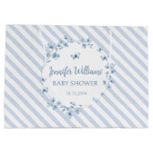 ブルーリトルバタフライ男の赤ちゃんシャワー抱き枕 ラージペーパーバッグ (裏面)