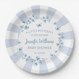 ブルーリトルバタフライ男の赤ちゃんシャワー紙プレート ペーパープレート