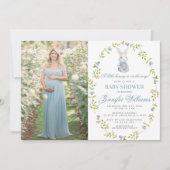 ブルーリトルバニー春男の赤ちゃんシャワーフォト 招待状 (正面)