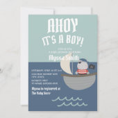 ブルーリトルパイレーツ男の赤ちゃんベビーシャワー 招待状 (正面)