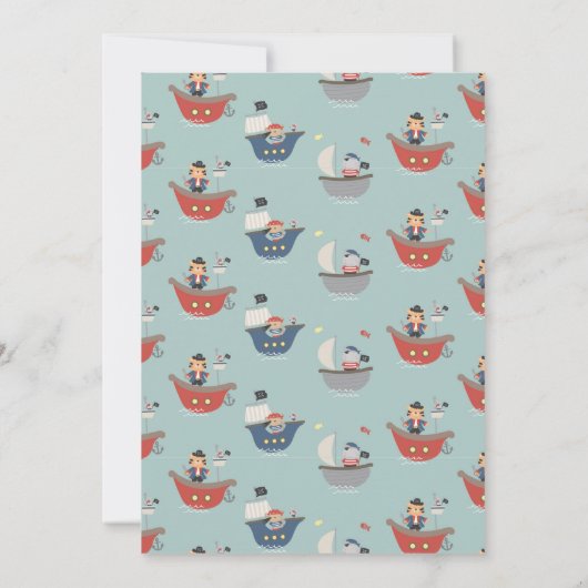 ブルーリトルパイレーツ男の赤ちゃんベビーシャワー 招待状 (裏面)