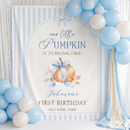 ブルーリトルパンプキンボーイの誕生日背景タペストリー タペストリー