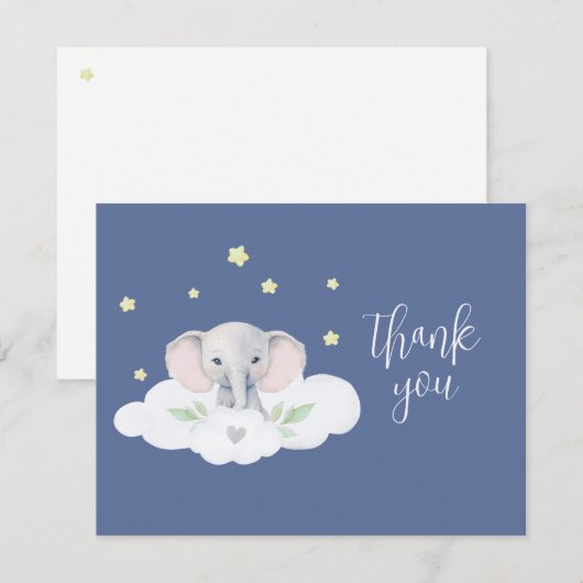 ブルーリトルピーナッツベイビーシャワーエレファントモダン (正面/裏面)