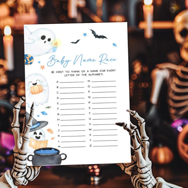 ブルーリトルブハロウィーンベビー名レースゲーム (Blue Little Boo Baby Shower Baby Name Race Game)