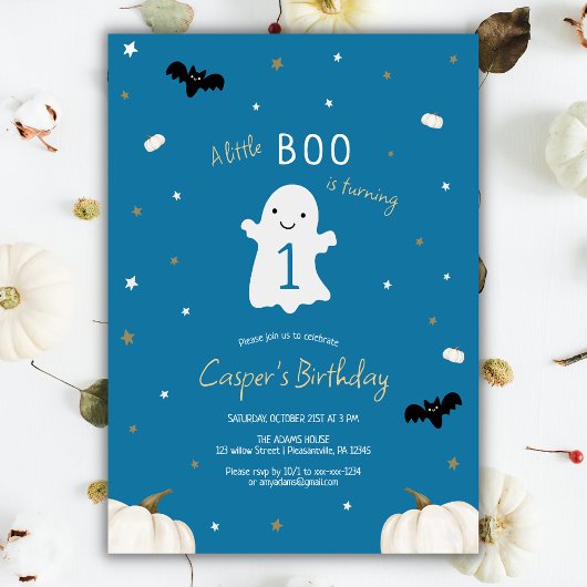 ブルーリトルブハロウィーン1st誕生日 招待状