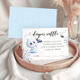ブルーリトルブボウベイビーシャワーおむつラッフルカード 出欠カード