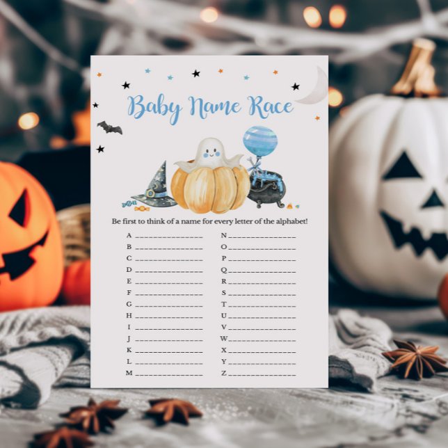 ブルーリトルブー パンプキン ベイビー ネーム レース ゲーム (Pumpkin Halloween Baby Shower Baby Name Race Game)