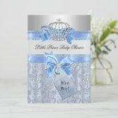 ブルーリトルプリンスクラウンベビーシャワー招待状 招待状 (スタンド正面)