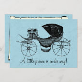 ブルーリトルプリンスヴィンテージベビーシャワー 招待状 (正面/裏面)