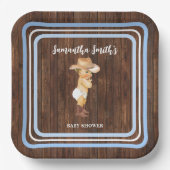 ブルーリトルベビーカウボーイウェスタンベビーシャワー ペーパープレート (正面)