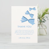 ブルーリトルボウ飛んでいるボーイベビーシャワー サンキューカード (スタンド正面)