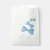 ブルーリトルボウ飛んでいるボーイベビーシャワー フェイバーバッグ (正面)