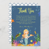 ブルーリトルマーメイドサンキューカード 招待状 (正面/裏面)