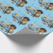 ブルーリトルライトプリムラッピング紙 ラッピングペーパー (角)