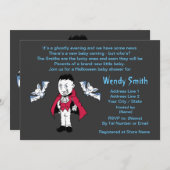 ブルーリトルヴァンパイアベビーシャワー招待状カード 招待状 (正面/裏面)