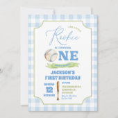 ブルーリトル名門私立校風のルーキーベースボール誕生日 招待状 (正面)