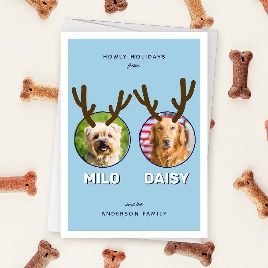 ブルーリネペット2フォトペットクリスマスホリデーカード シーズンカード