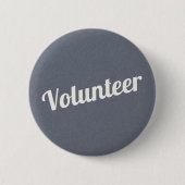 ブルーリネンとアイボリーピンバックボランティアボタン 缶バッジ (正面)