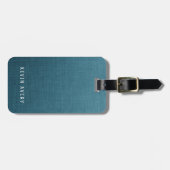 ブルーリネンのテクスチパーソナライズされたャオーガニックルック ラゲッジタグ (正面横)