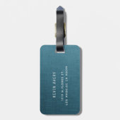 ブルーリネンのテクスチパーソナライズされたャオーガニックルック ラゲッジタグ (裏面縦)