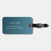 ブルーリネンのテクスチパーソナライズされたャオーガニックルック ラゲッジタグ (裏面横)