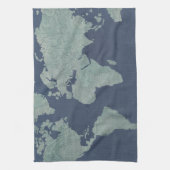 ブルーリネンの世界地図 キッチンタオル (縦)