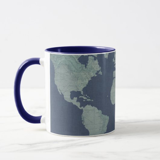 ブルーリネンの世界地図 マグカップ (左)