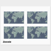 ブルーリネンの世界地図 長方形シール (シート)