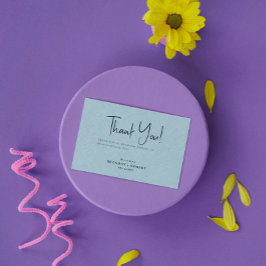 ブルーリネンシンプルスクリプトウェルカムサンキューカード サンキューカード