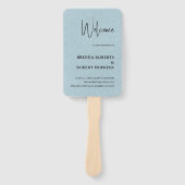 ブルーリネンシンプルブラックスクリプト結婚のハンドファン ハンドファン (正面)