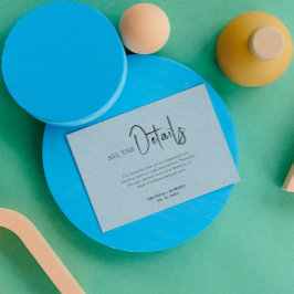 ブルーリネンシンプルブラックスクリプ結婚ト詳細 招待状