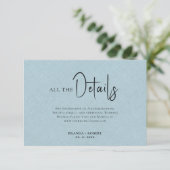 ブルーリネンシンプルブラックスクリプ結婚ト詳細 招待状 (スタンド正面)