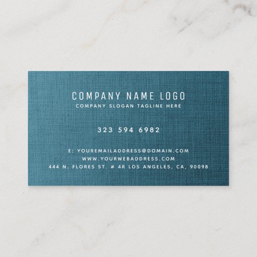 ブルーリネンテクスチャプロフェッショナルオーガニック外観 名刺 (裏面)