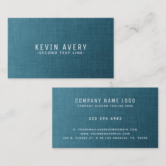 ブルーリネンテクスチャプロフェッショナルオーガニック外観 名刺 (正面/裏面)