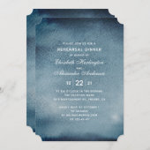 ブルーリハーサルのディナー。水色ネイビーモダン 招待状 (正面/裏面)