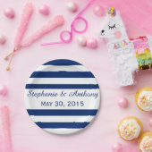 ブルーリハ王室のーサルストライプのディナー ペーパープレート (パーティー)