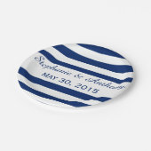 ブルーリハ王室のーサルストライプのディナー ペーパープレート (アングル)